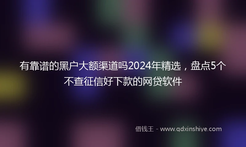 有靠谱的黑户大额渠道吗2024年精选，盘点5个不查征信好下款的网贷软件