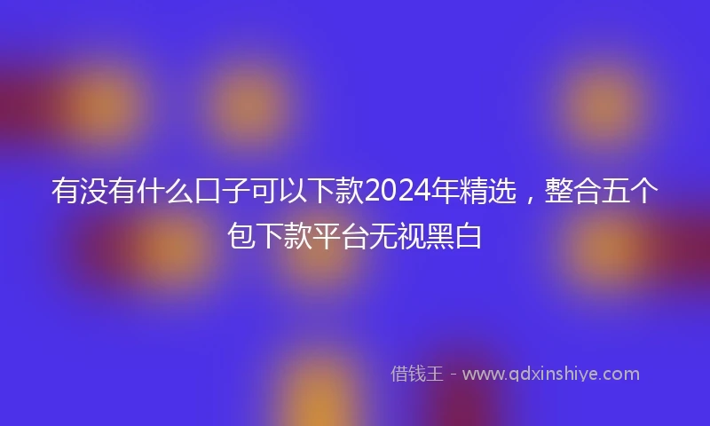 有没有什么口子可以下款2024年精选，整合五个包下款平台无视黑白