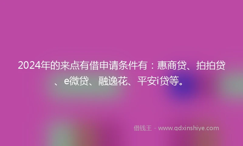 2024年的来点有借申请条件有：惠商贷、拍拍贷、e微贷、融逸花、平安i贷等。