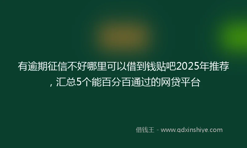 有逾期征信不好哪里可以借到钱贴吧2025年推荐，汇总5个能百分百通过的网贷平台