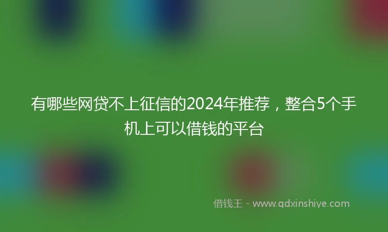 有哪些网贷不上征信的2024年推荐，整合5个手机上可以借钱的平台