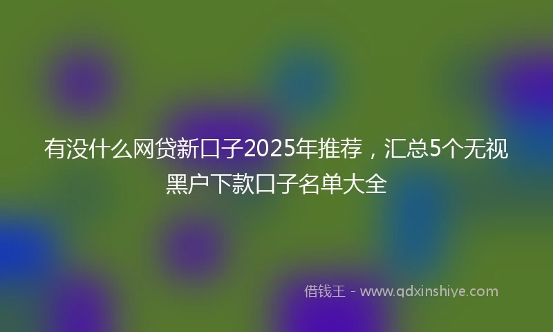 有没什么网贷新口子2025年推荐，汇总5个无视黑户下款口子名单大全