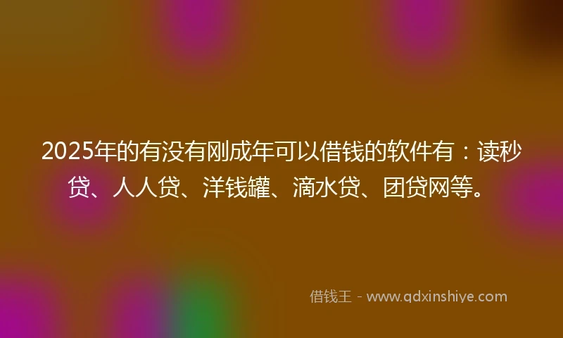 2025年的有没有刚成年可以借钱的软件有：读秒贷、人人贷、洋钱罐、滴水贷、团贷网等。