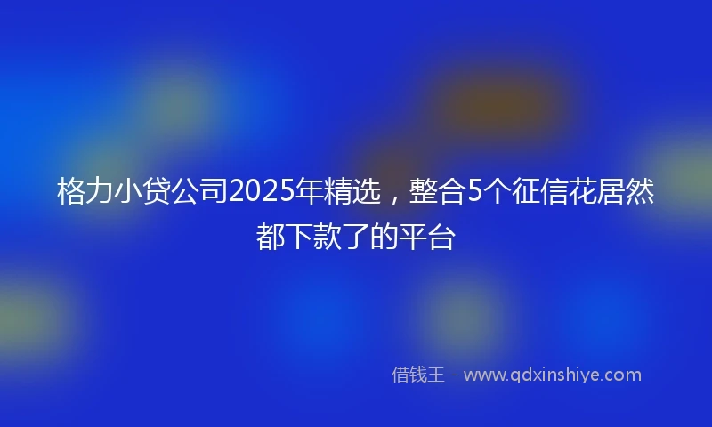 格力小贷公司2025年精选，整合5个征信花居然都下款了的平台