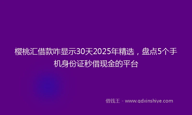 樱桃汇借款咋显示30天2025年精选，盘点5个手机身份证秒借现金的平台