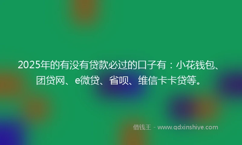 2025年的有没有贷款必过的口子有：小花钱包、团贷网、e微贷、省呗、维信卡卡贷等。