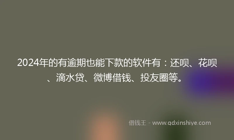 2024年的有逾期也能下款的软件有：还呗、花呗、滴水贷、微博借钱、投友圈等。