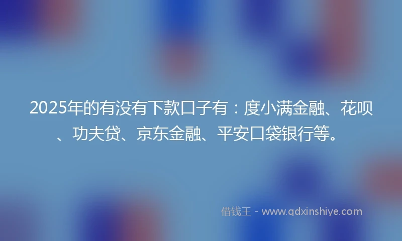 2025年的有没有下款口子有：度小满金融、花呗、功夫贷、京东金融、平安口袋银行等。