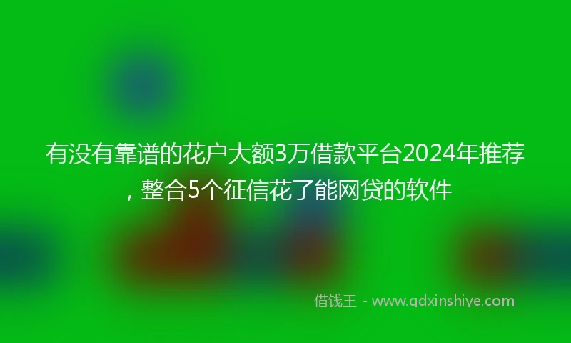 有没有靠谱的花户大额3万借款平台2024年推荐，整合5个征信花了能网贷的软件