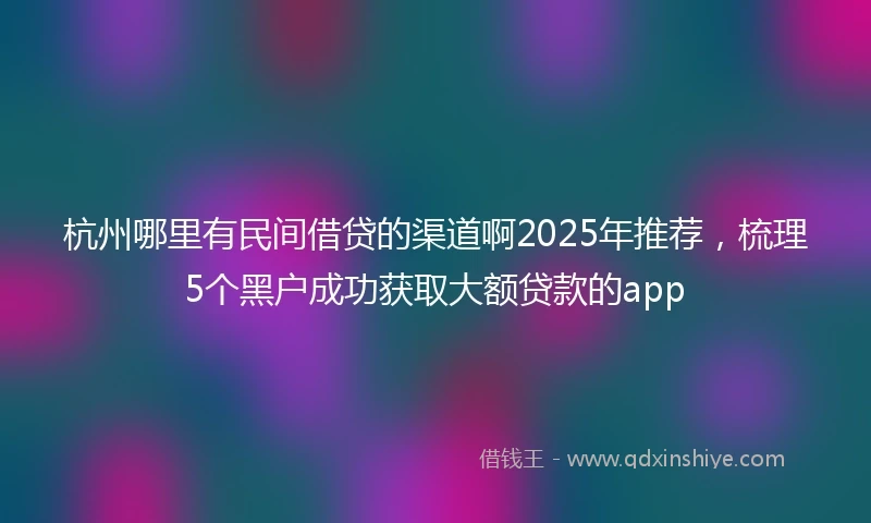 杭州哪里有民间借贷的渠道啊2025年推荐，梳理5个黑户成功获取大额贷款的app