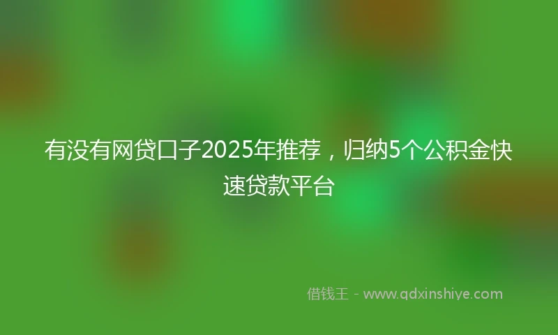 有没有网贷口子2025年推荐，归纳5个公积金快速贷款平台