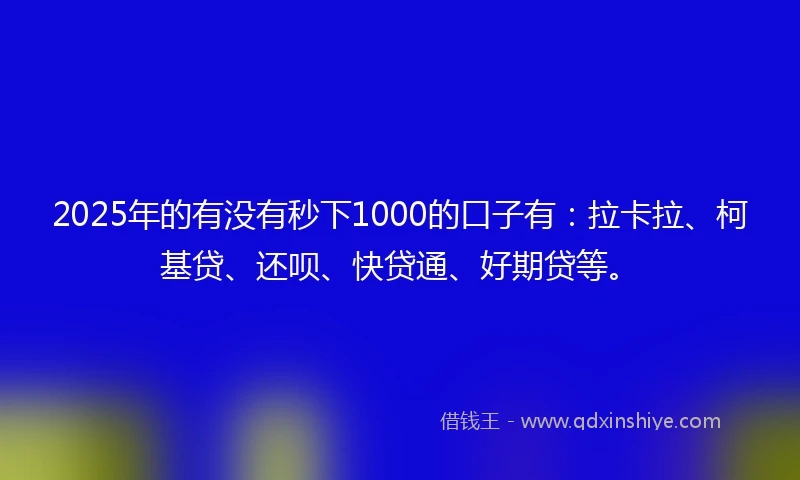 2025年的有没有秒下1000的口子有：拉卡拉、柯基贷、还呗、快贷通、好期贷等。