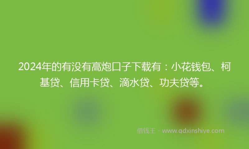 2024年的有没有高炮口子下载有：小花钱包、柯基贷、信用卡贷、滴水贷、功夫贷等。