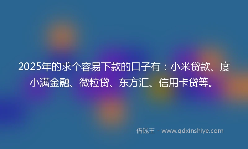 2025年的求个容易下款的口子有：小米贷款、度小满金融、微粒贷、东方汇、信用卡贷等。