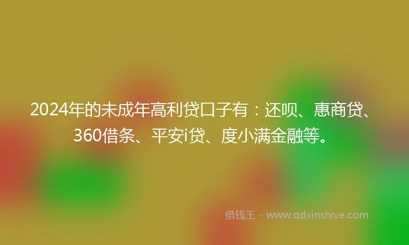 2024年的未成年高利贷口子有：还呗、惠商贷、360借条、平安i贷、度小满金融等。