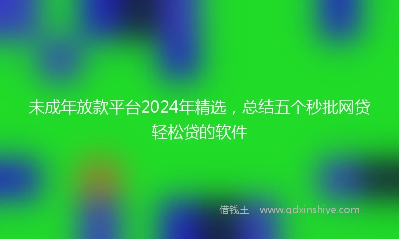 未成年放款平台2024年精选，总结五个秒批网贷轻松贷的软件