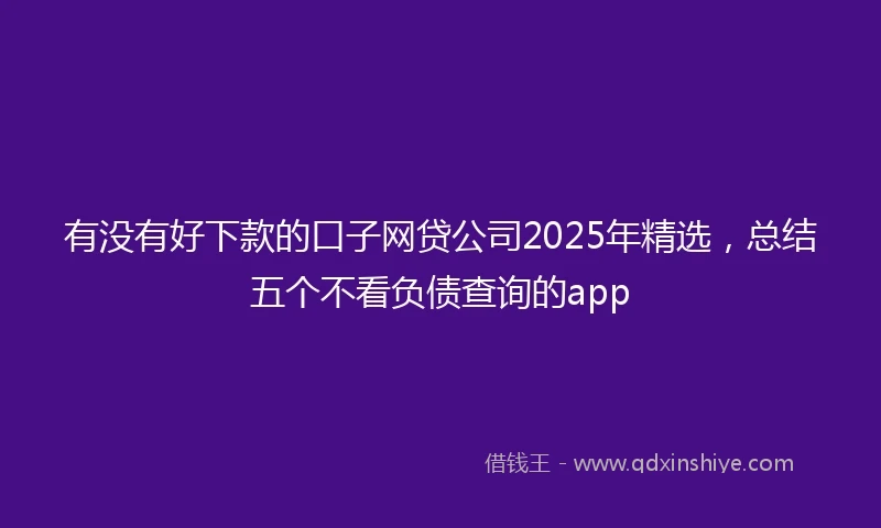 有没有好下款的口子网贷公司2025年精选，总结五个不看负债查询的app
