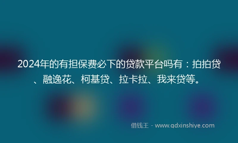 2024年的有担保费必下的贷款平台吗有：拍拍贷、融逸花、柯基贷、拉卡拉、我来贷等。