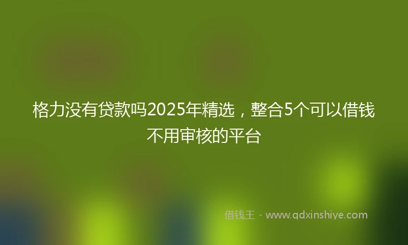 格力没有贷款吗2025年精选，整合5个可以借钱不用审核的平台