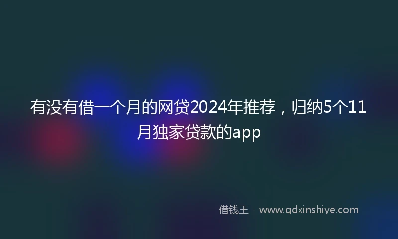 有没有借一个月的网贷2024年推荐，归纳5个11月独家贷款的app