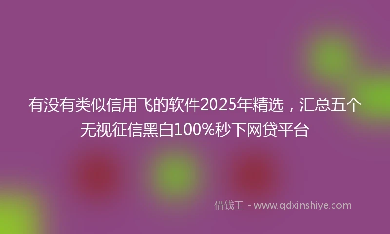 有没有类似信用飞的软件2025年精选，汇总五个无视征信黑白100%秒下网贷平台