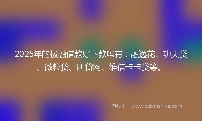 2025年的极融借款好下款吗有：融逸花、功夫贷、微粒贷、团贷网、维信卡卡贷等。