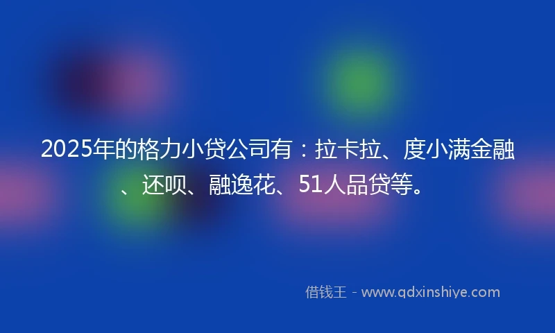 2025年的格力小贷公司有：拉卡拉、度小满金融、还呗、融逸花、51人品贷等。