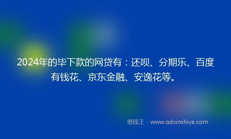 2024年的毕下款的网贷有：还呗、分期乐、百度有钱花、京东金融、安逸花等。