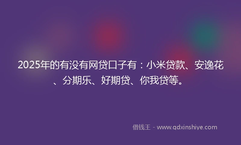 2025年的有没有网贷口子有:小米贷款、安逸花、分期乐、好期贷、你我贷等。