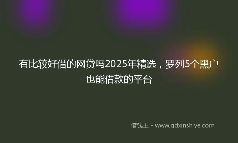 有比较好借的网贷吗2025年精选，罗列5个黑户也能借款的平台