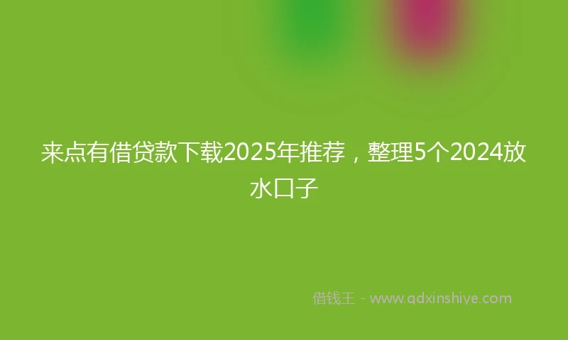来点有借贷款下载2025年推荐，整理5个2024放水口子