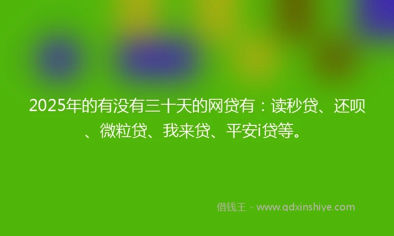 2025年的有没有三十天的网贷有：读秒贷、还呗、微粒贷、我来贷、平安i贷等。