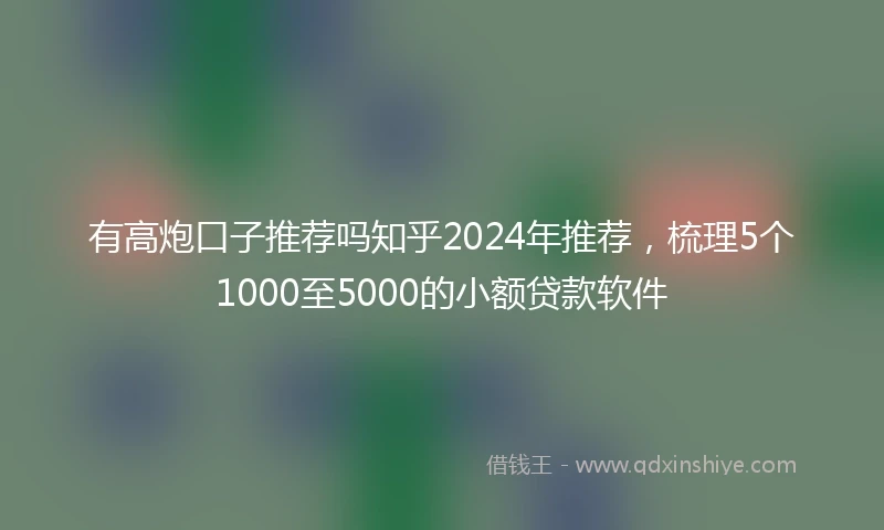 有高炮口子推荐吗知乎2024年推荐,梳理5个1000至5000的小额贷款软件