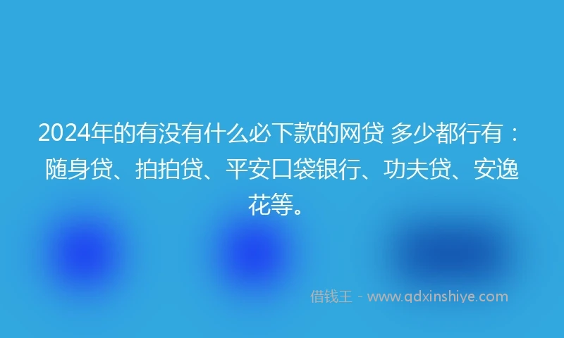 2024年的有没有什么必下款的网贷 多少都行有：随身贷、拍拍贷、平安口袋银行、功夫贷、安逸花等。