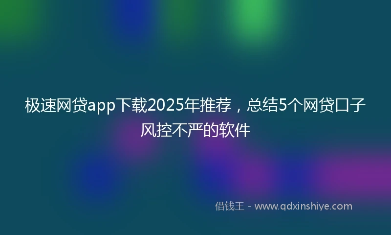 极速网贷app下载2025年推荐，总结5个网贷口子风控不严的软件