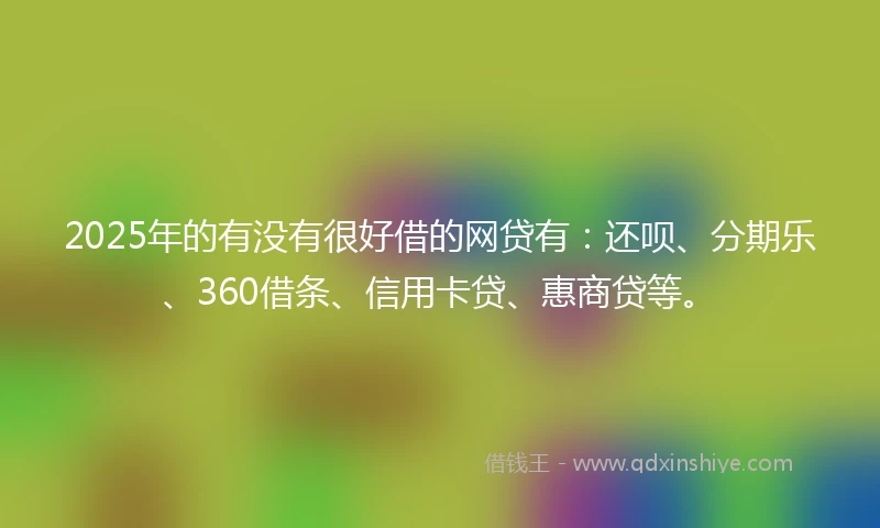 2025年的有没有很好借的网贷有：还呗、分期乐、360借条、信用卡贷、惠商贷等。
