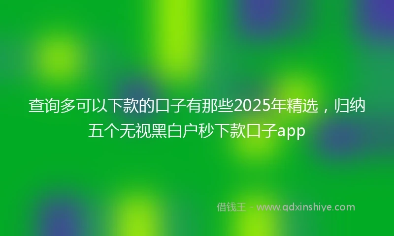 查询多可以下款的口子有那些2025年精选，归纳五个无视黑白户秒下款口子app