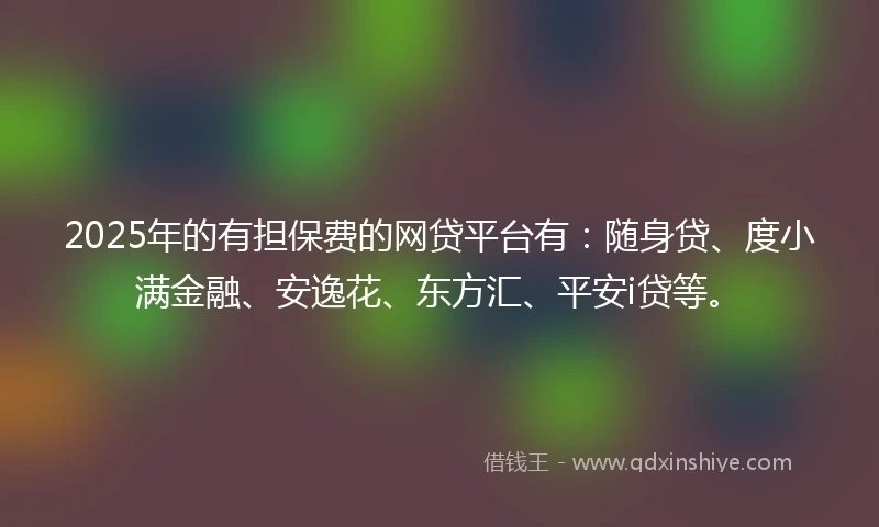 2025年的有担保费的网贷平台有：随身贷、度小满金融、安逸花、东方汇、平安i贷等。
