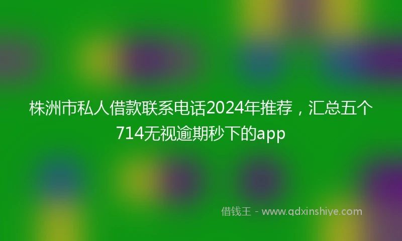 株洲市私人借款联系电话2024年推荐，汇总五个714无视逾期秒下的app