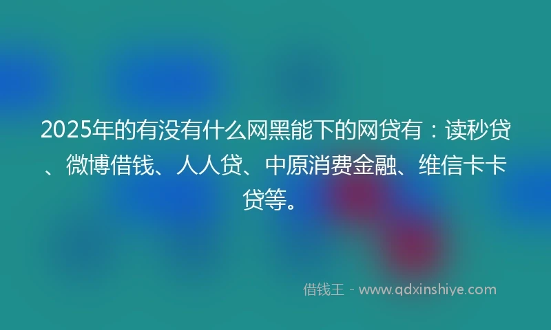 2025年的有没有什么网黑能下的网贷有：读秒贷、微博借钱、人人贷、中原消费金融、维信卡卡贷等。