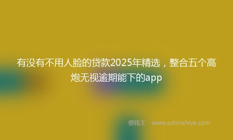 有没有不用人脸的贷款2025年精选，整合五个高炮无视逾期能下的app