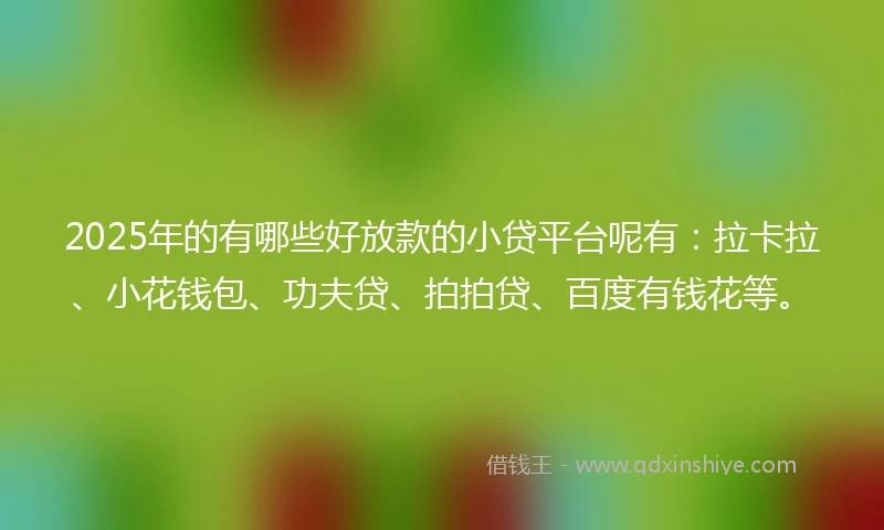 2025年的有哪些好放款的小贷平台呢有：拉卡拉、小花钱包、功夫贷、拍拍贷、百度有钱花等。