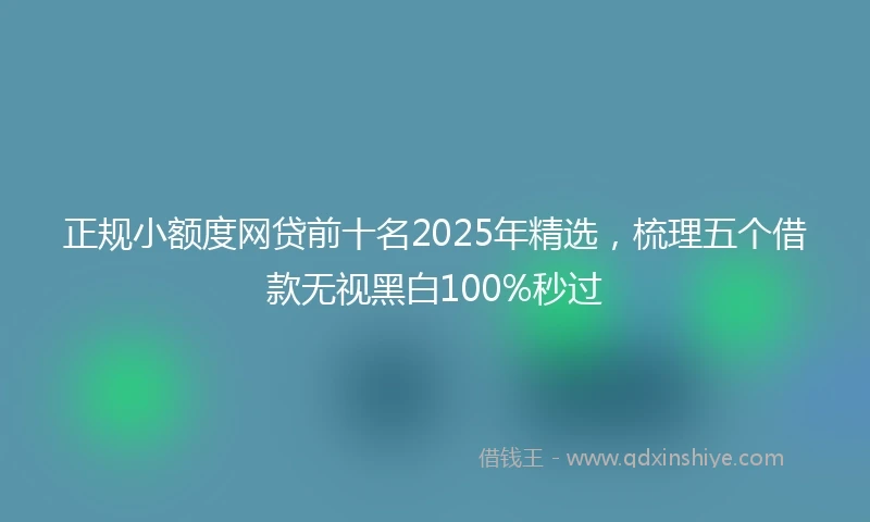 正规小额度网贷前十名2025年精选，梳理五个借款无视黑白100%秒过