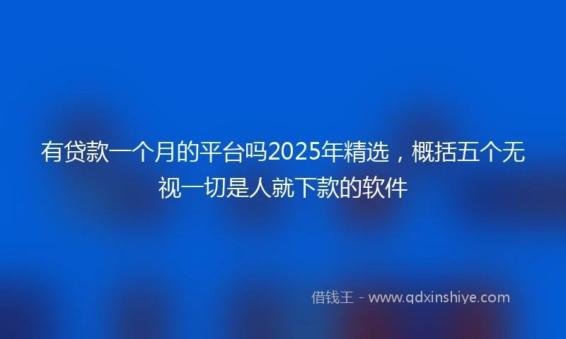 有贷款一个月的平台吗2025年精选，概括五个无视一切是人就下款的软件