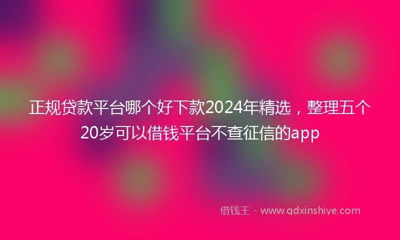正规贷款平台哪个好下款2024年精选，整理五个20岁可以借钱平台不查征信的app