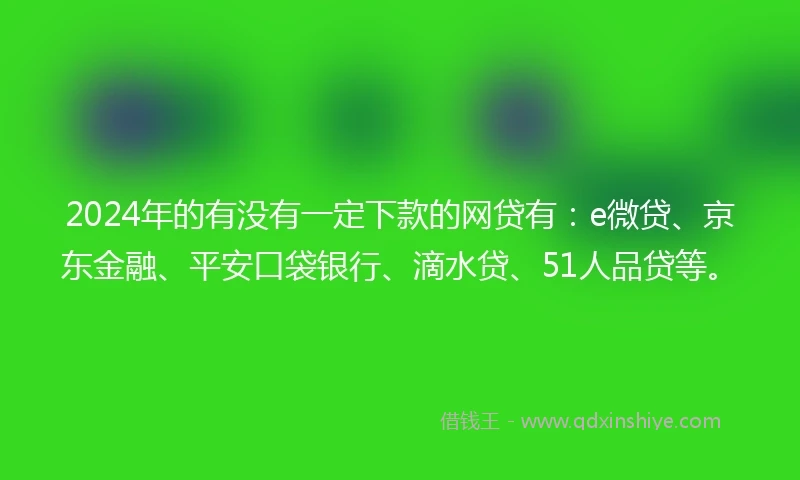 2024年的有没有一定下款的网贷有：e微贷、京东金融、平安口袋银行、滴水贷、51人品贷等。