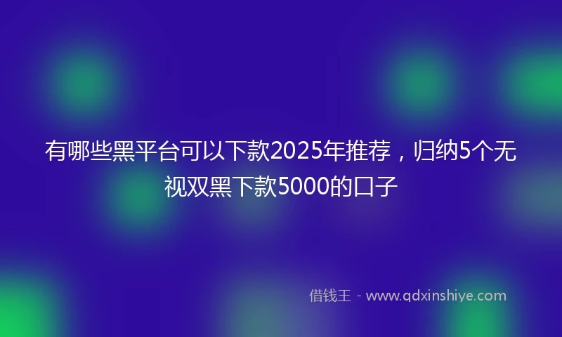 有哪些黑平台可以下款2025年推荐，归纳5个无视双黑下款5000的口子