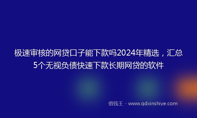 极速审核的网贷口子能下款吗2024年精选，汇总5个无视负债快速下款长期网贷的软件