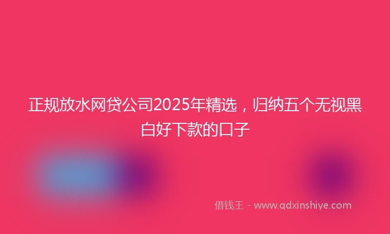 正规放水网贷公司2025年精选，归纳五个无视黑白好下款的口子