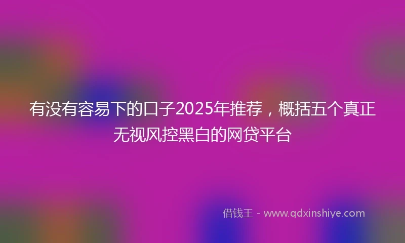 有没有容易下的口子2025年推荐，概括五个真正无视风控黑白的网贷平台